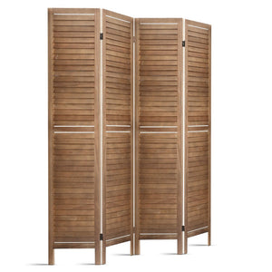 Foldable 4 Panel Brown Room Divider / Privacy Screen