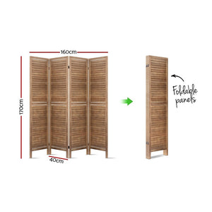 Foldable 4 Panel Brown Room Divider / Privacy Screen