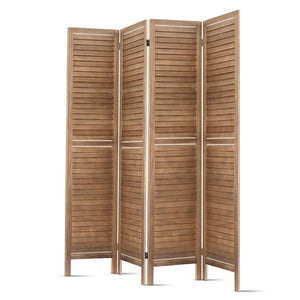 Foldable 4 Panel Brown Room Divider / Privacy Screen