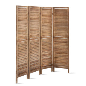Foldable 4 Panel Brown Room Divider / Privacy Screen