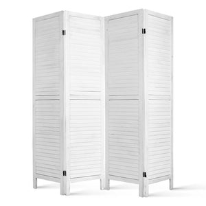White 4 Panel Foldable Wooden Room Divider