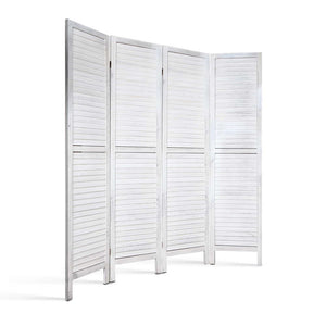 White 4 Panel Foldable Wooden Room Divider