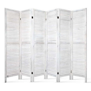 6 Panel Room Divider Screen | Privacy | Wood Foldable | Stand Timber | White