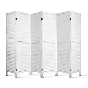 6 Panel Room Divider Screen | Privacy | Wood Foldable | Stand Timber | White