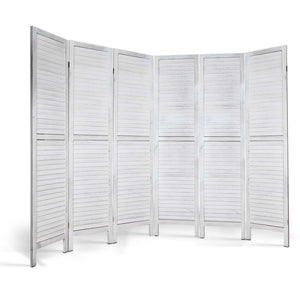 6 Panel Room Divider Screen | Privacy | Wood Foldable | Stand Timber | White