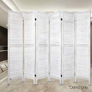6 Panel Room Divider Screen | Privacy | Wood Foldable | Stand Timber | White