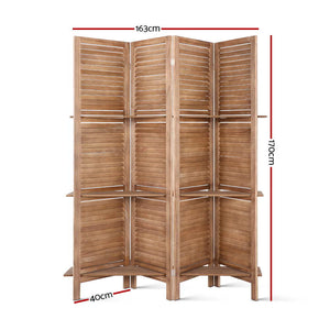 4 Panel Brown Room Divider / Privacy Screen (foldable)