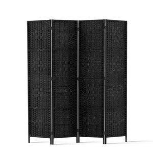 4 Panel Black Timber Room Divider / Screen Privacy