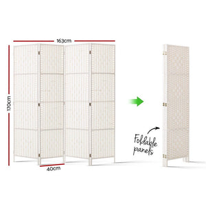 White Timber 4 Panel Room Divider / Screen Privacy