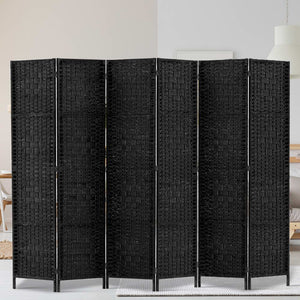 Black Timber 6 Panel Room Divider / Privacy Screen