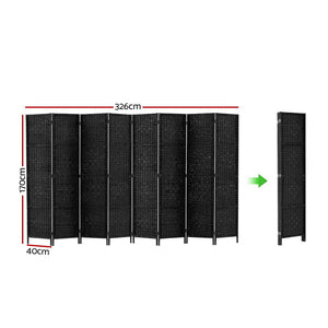 Large Black Foldable 8 Panel Room Divider / Privacy Screen