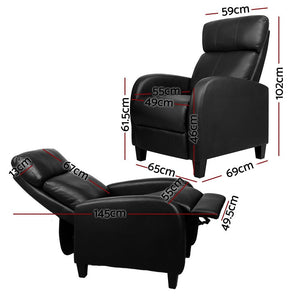 Black Leather Reclining Armchair