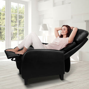 Black Leather Reclining Armchair