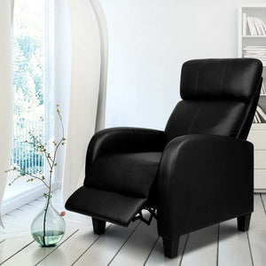 Black Leather Reclining Armchair