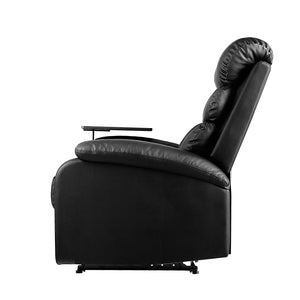 Black Leather Recliner Armchair With Table Tray