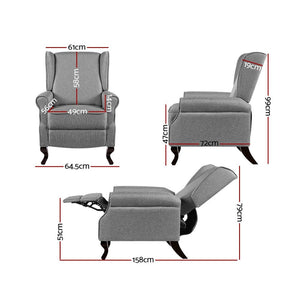 Luxury Grey Fabric Recliner Armchair