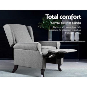 Luxury Grey Fabric Recliner Armchair