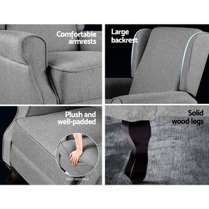 Luxury Grey Fabric Recliner Armchair