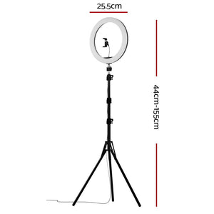 Embellir 10" LED Ring Light 5500K Dimmable Diva Diffuser With Stand Make Up Studio