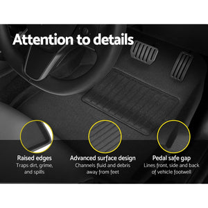Weisshorn Car Rubber Floor Mats for Tesla Model 3 2021-2022 | Front and Rear