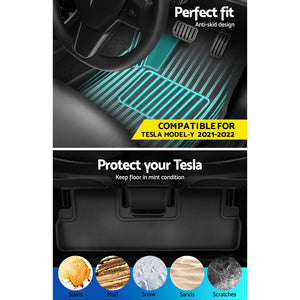 Car Rubber Floor Trunk Toolbox Cargo Mats for Tesla Model Y 2021-2023
