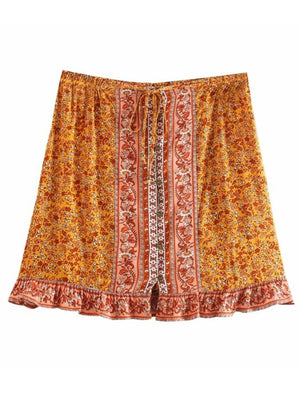 Vintage Styled Hippie Skirt | Orange + Blue | S-L