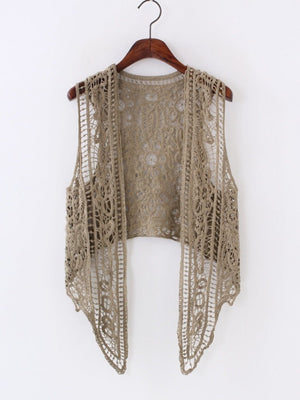 Open Stitched Boho Hippie Crochet Knitted Blouse Vest | 3 Colours | Free Size