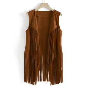 Sleevless 60's Styled Vintage Vest With Tassels | Various Colours | S-XXXL