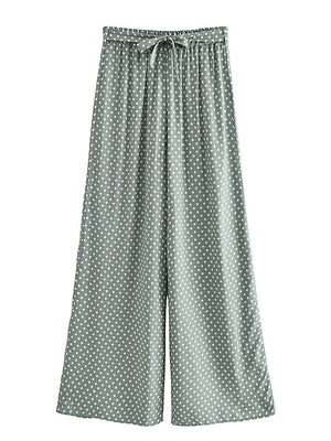 Women's Light Green Boho Two Piece Outfit | Sleeveless Top + Bohemian Pants| S-L