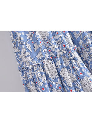 Women's Light Blue Boho Summer Skirt | M-L