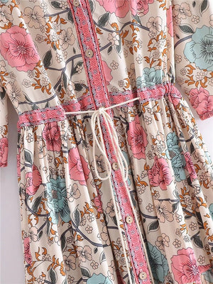 Women's Summer Boho Robe Dress | V-Neck With Tassels | S-XL