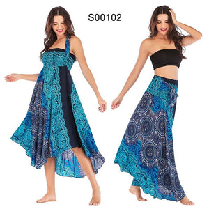 Women's Aqua Versatile Bohemian Skirt Dress | Dual Purpose | Free Size