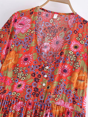 Paulines Women's Hippie Free Flowing Dress | S-L