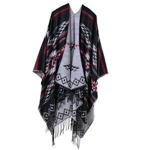 Ethnic Blanket Poncho With Tassels | Bohemian Festival Design | Free Size