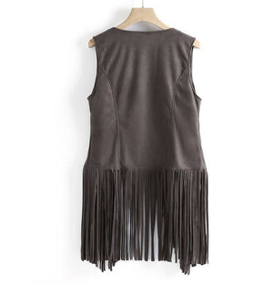 Sleevless 60's Styled Vintage Vest With Tassels | Various Colours | S-XXXL