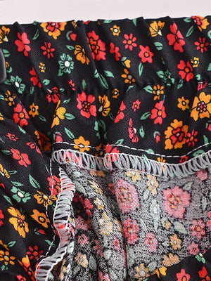 Cute Boho Hippie Summer Shorts | Black Flower Design | S-L