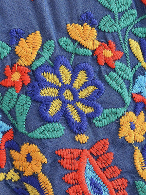 Women's Old School Hippie Beach Mini Dress | Denim | M-L