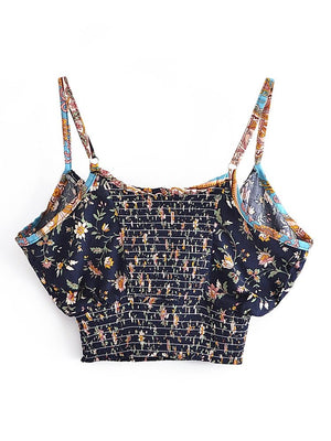 Women's Flower Boho Two Piece Outfit | Sleeveless Top + Bohemian Pants | S-L |