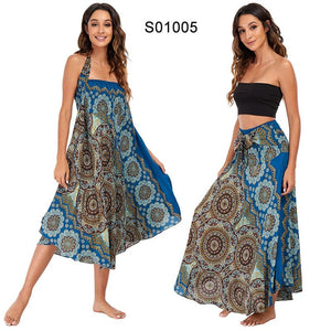 Women's Blue Native Swirls Versatile Bohemian Skirt Dress | Dual Purpose | Free Size