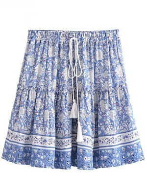 Women's Light Blue Boho Summer Skirt | M-L