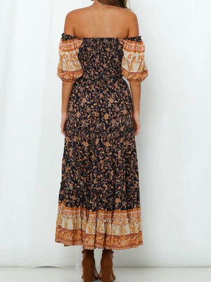 Women's Two Piece Bohemian Spice Outfit | Off Shoulder Top + Drawstring Skirts 2 | S-L