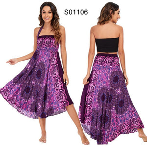 Women's Purple Flower Child Versatile Bohemian Skirt Dress | Dual Purpose | Free Size