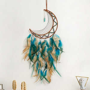 Moon And Star Dream Catchers With Feathers | Various Colours
