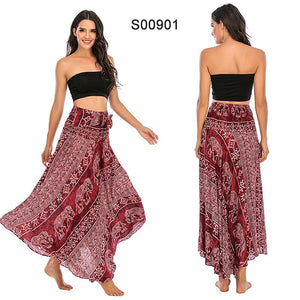 Women's Red Thai Elephant Versatile Bohemian Skirt Dress | Dual Purpose | Free Size