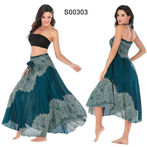 Women's Blue Vintage Versatile Bohemian Skirt Dress | Dual Purpose | Free Size