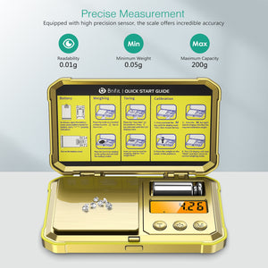 Gold 200g 0.01g Pocket Scales With 50g Calibration