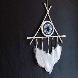 Mini White Evil Eye Bohemian Styled Dream Catcher