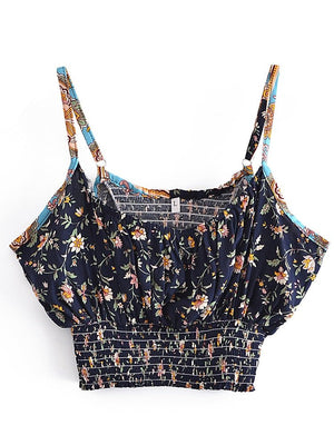 Women's Flower Boho Two Piece Outfit | Sleeveless Top + Bohemian Pants | S-L |