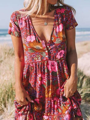 Paulines Women's Hippie Free Flowing Dress | S-L