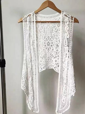 Open Stitched Boho Hippie Crochet Knitted Blouse Vest | 3 Colours | Free Size